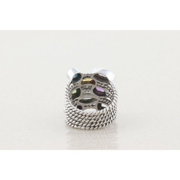 Sterling Silver Amethyst, Peridot, Citrine, Blue Topaz, White Topaz Ring 6.5 - Picture 7 of 7